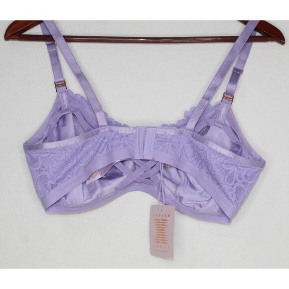 Savage X Fenty by Rihanna L Purple Lace Gold Unwired Structured Bra NWT - Picture 2 of 13